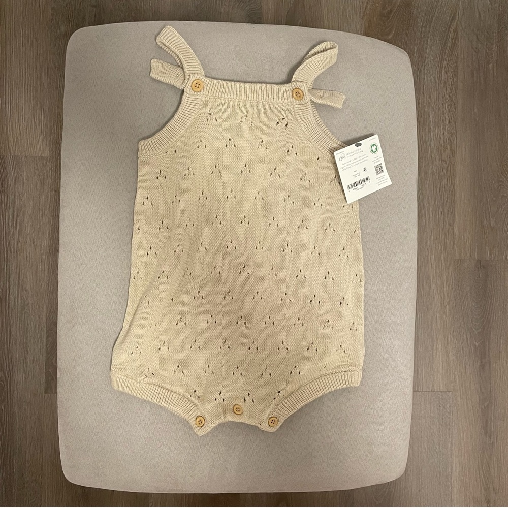 Tan baby girl body suit